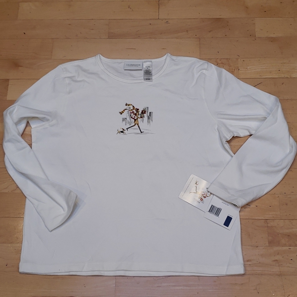LIZ CLAIBORNE LONG SLEEVES T-SHIRT - Picture 1 of 6